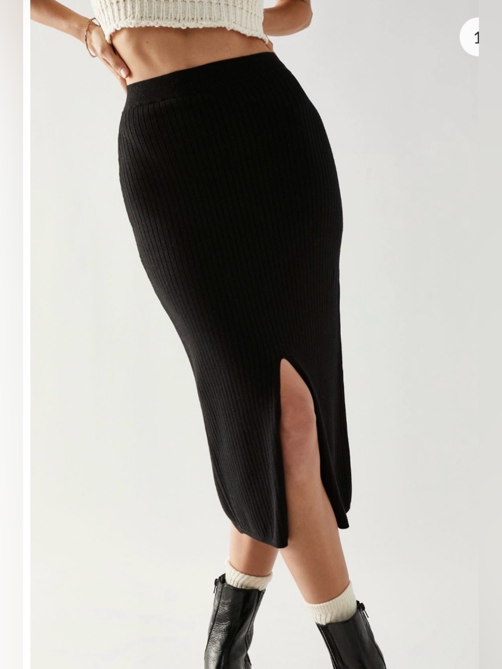 ▪️FREE PEOPLE Skyline Ribbed Knit Skirt - Black - Size Small